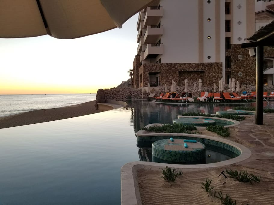Watch beautiful sunsets from several infinity pools at Resort. Swim up dining with bar service to your table.
