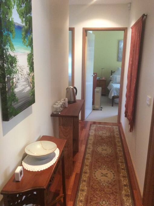 Hallway and coffee making facilities.