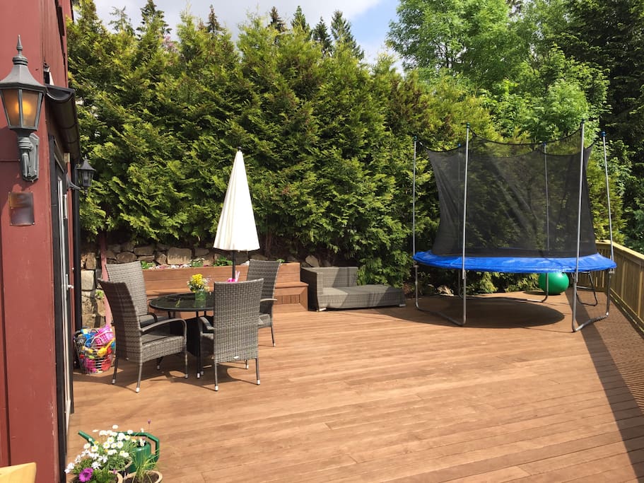 Brand new terrace in 2016 with trampoline
