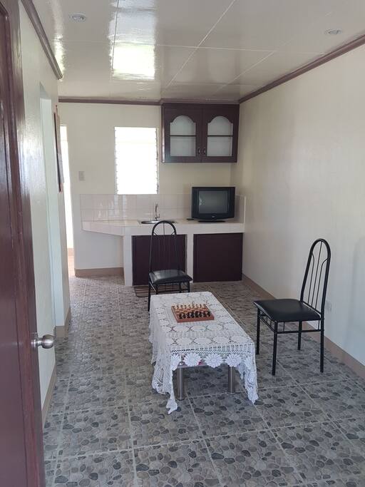 Spacious living room and kitchen facilities combined