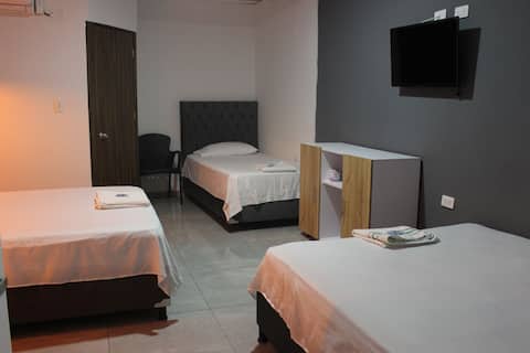 Room for 5 people 2 double beds + single bed 24