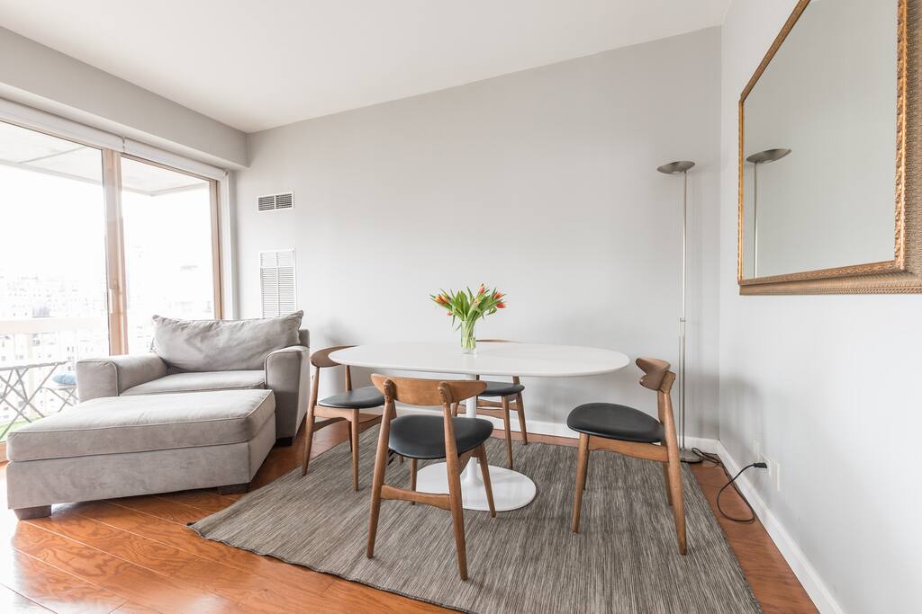 Dining area with private patio access