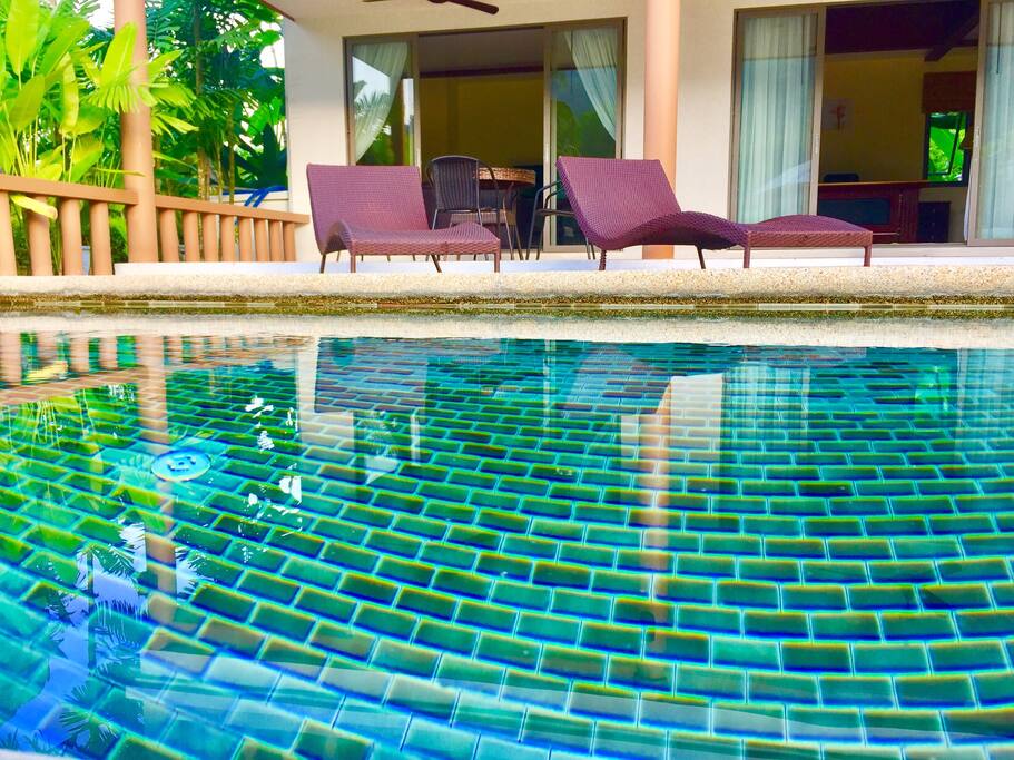 Lounging beds by the pool