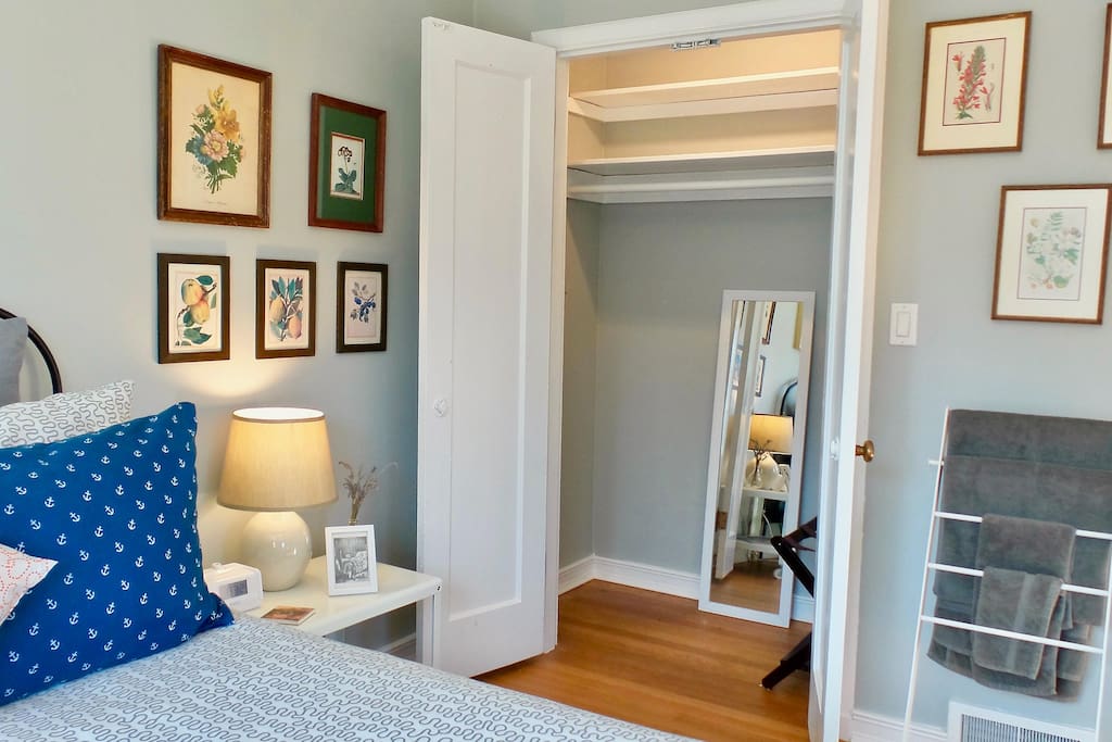 Large lighted closet with double doors
