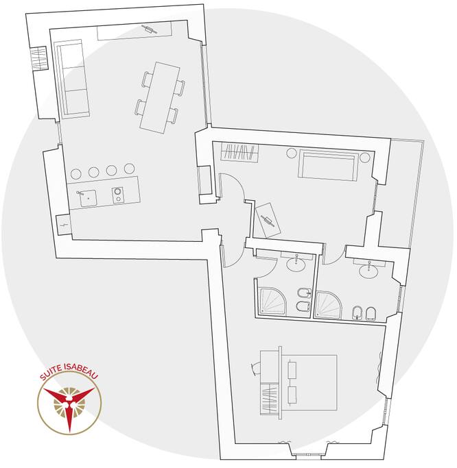Room 1 + Room 2 + Living room