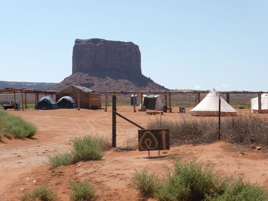 Campground is at Mile Post 1 Monument Valley Road East on the Arizona side of the border.