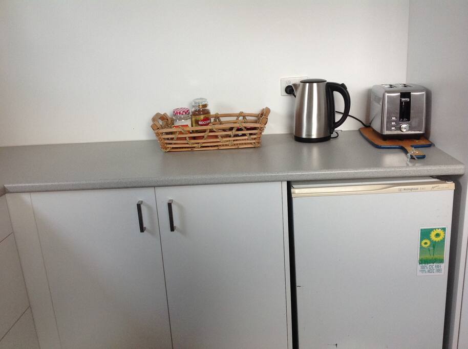 The self-contained kitchenette for your convenience.