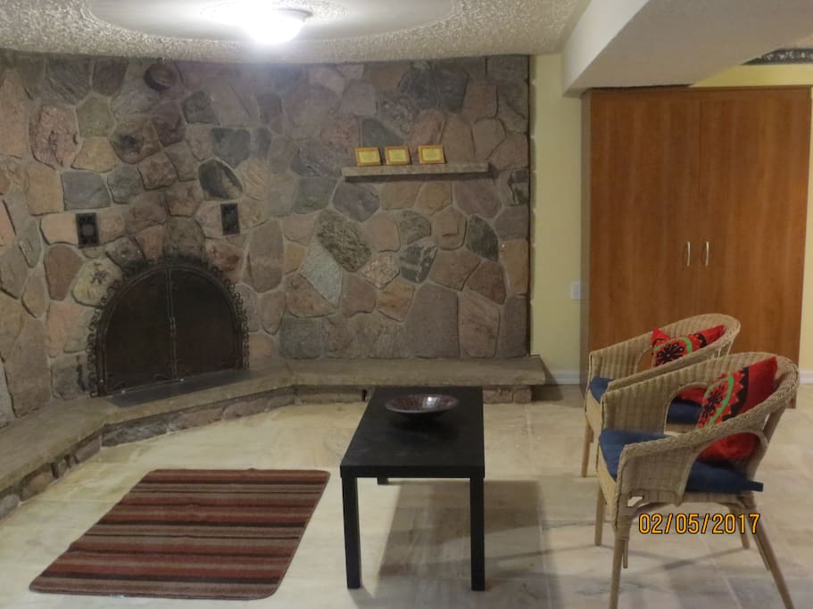 Fireplace facing view