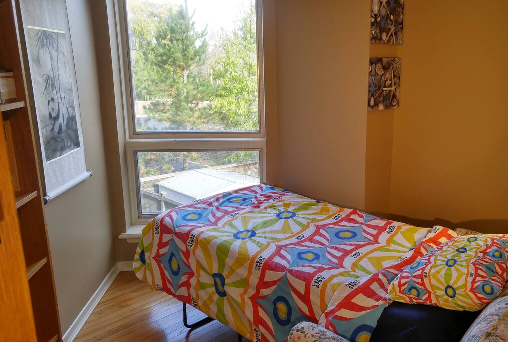 Sofa bed with new memory foam mattress.