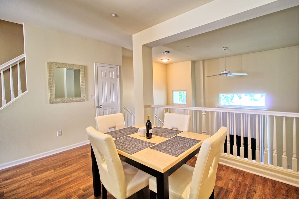 Dining overlooking family room