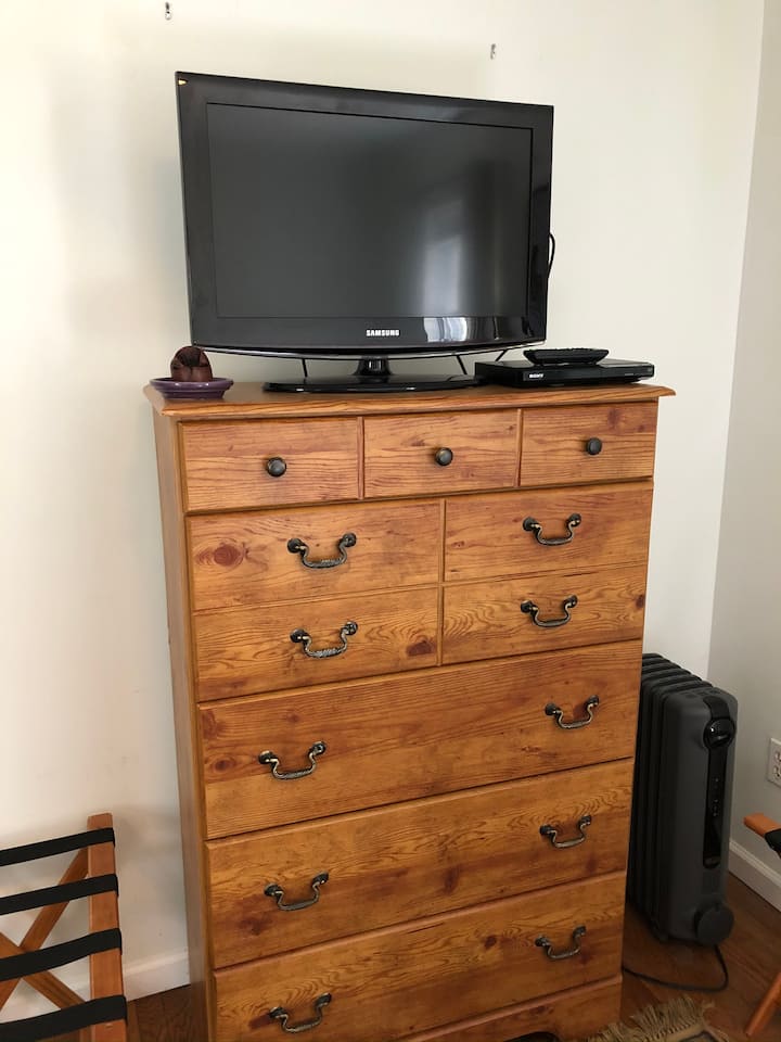 Dresser in bedroom #1. This TV is NOT connected to cable and has only a DVD player. 