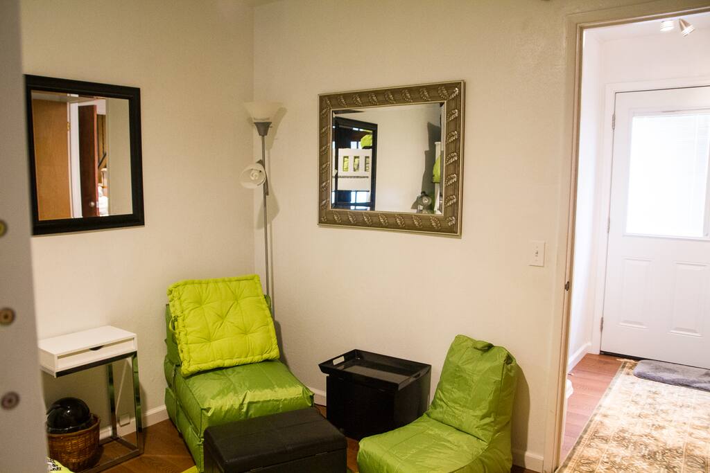 Bunk bed room sitting area
