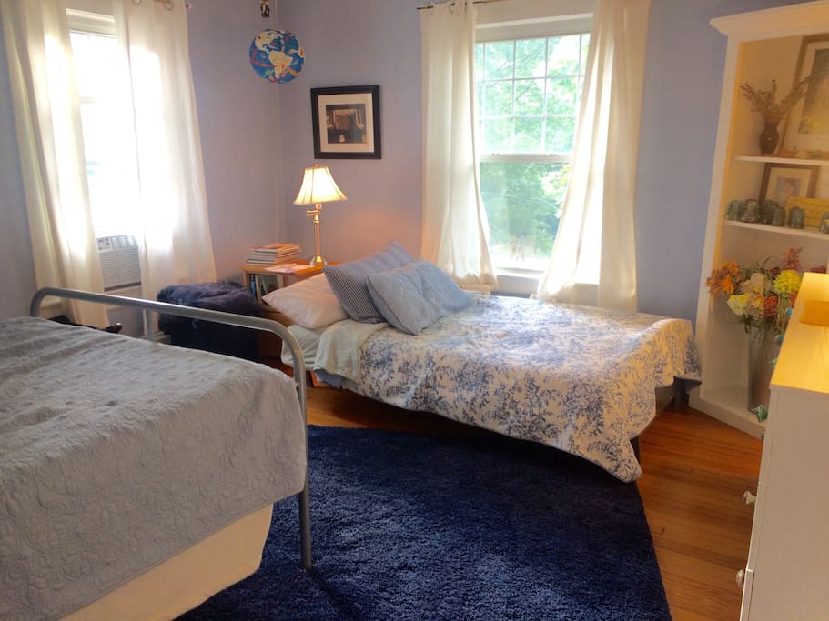 This is the room with the futon sofa as a second double bed.