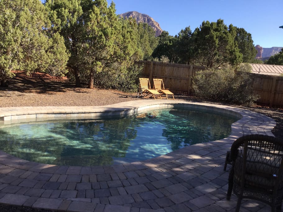 Solar heated pool right out the back door.