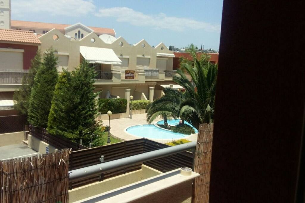 swimming pool and view from balcony