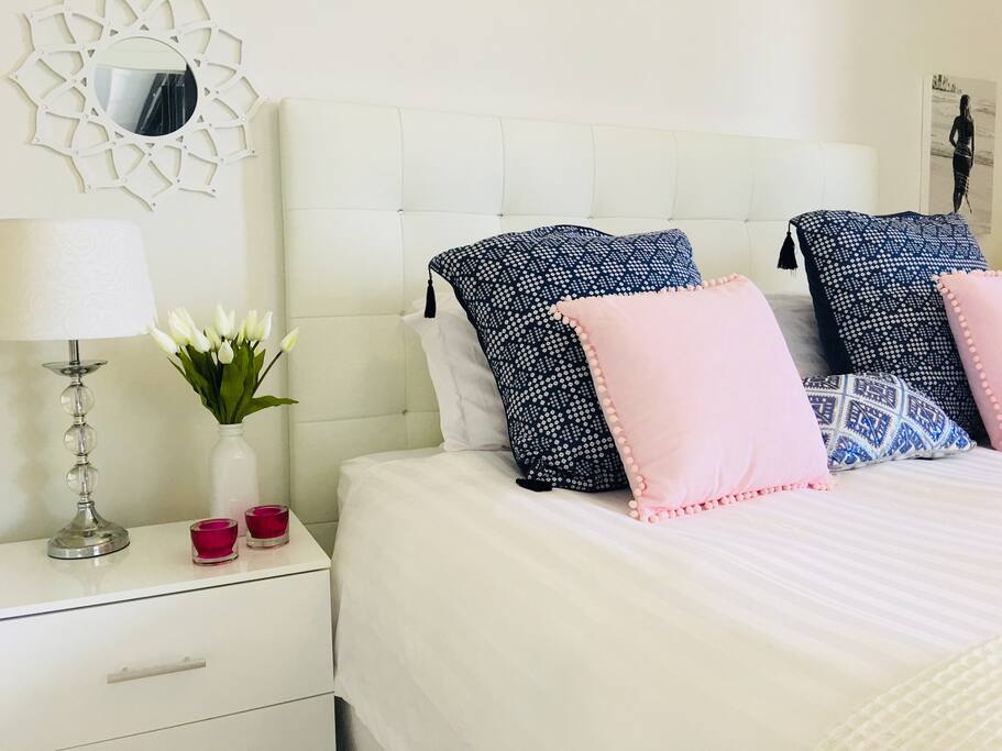 Full king size bed. Open the balcony doors and let the ocean soothe you to sleep.