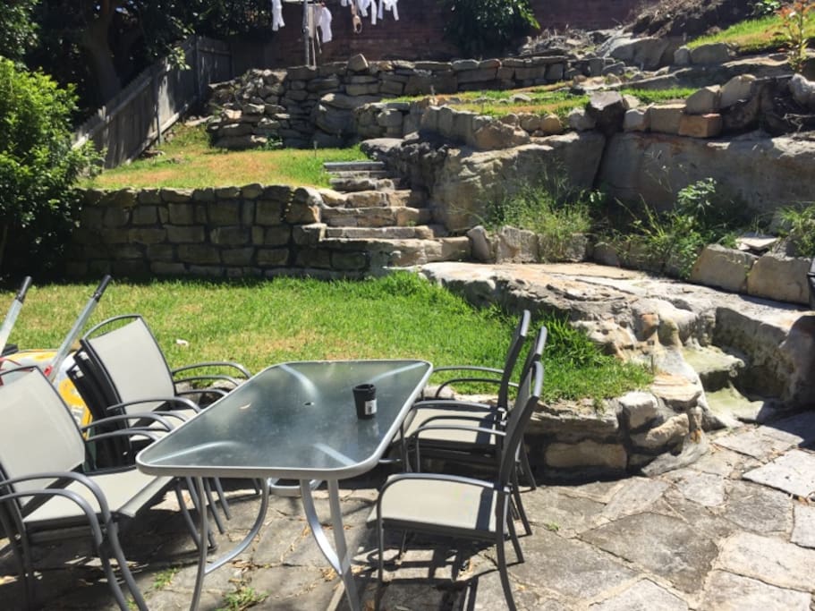 Backyard barbecue area for guests to enjoy.