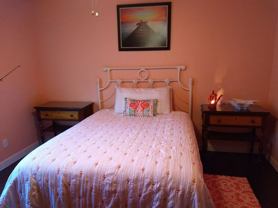 Extra comfortable Queen bed and plenty of dresser and closet space .