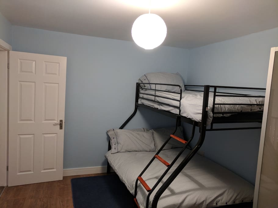 Private Bedroom with Double & Single Bunk Bed, Desk & Wardrobe