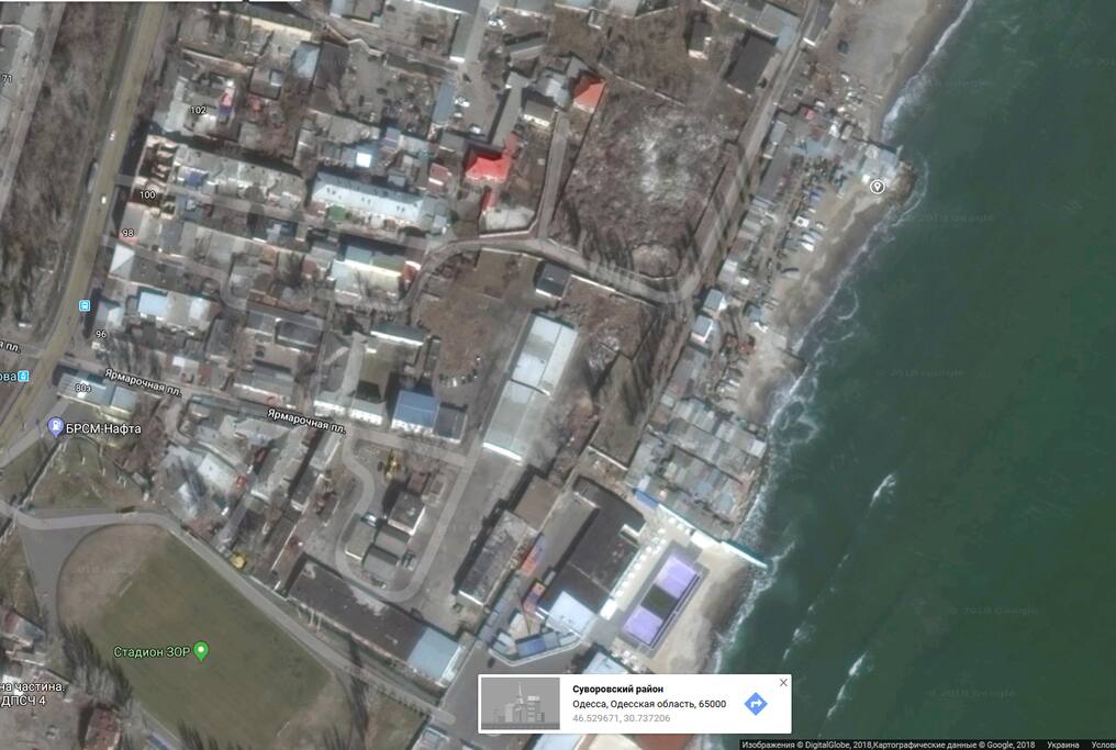 Вид сверху. Место расположения бокса обозначено