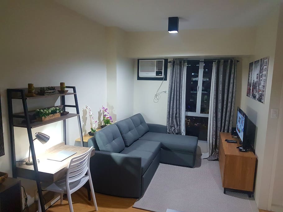 living room area with working table.