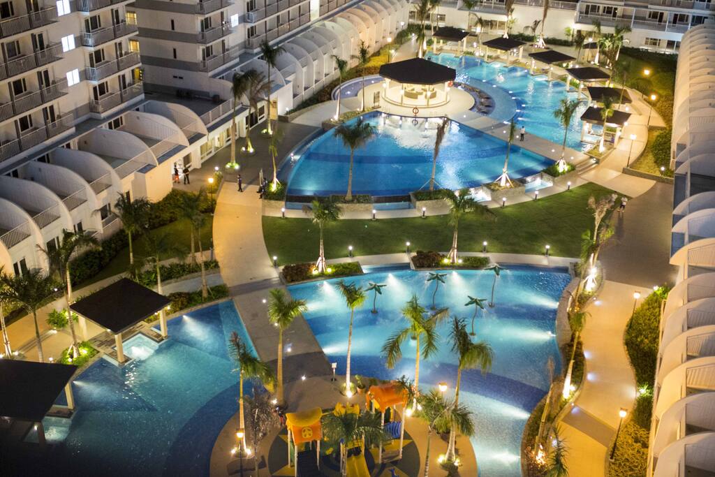 Elegant pool at night