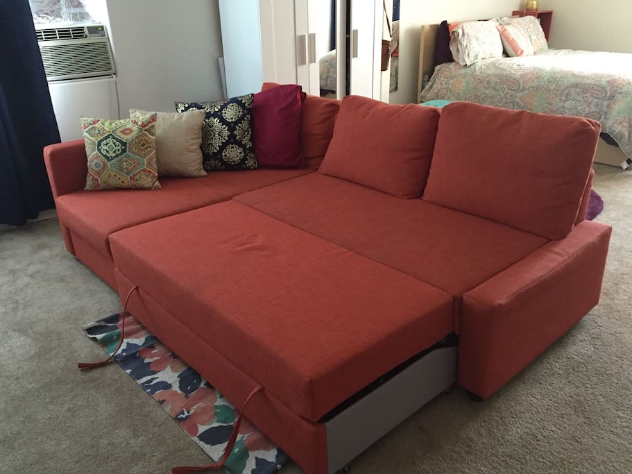 Blankets and pillows also available for sofa bed