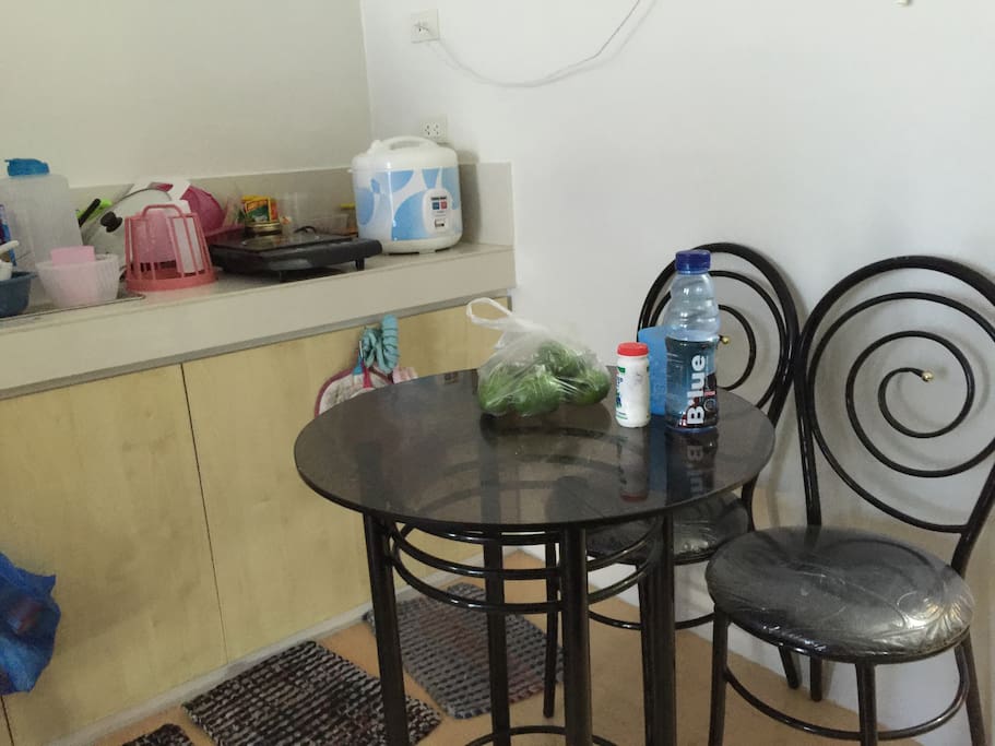 Fridge, induction cooker and rice cooker provided, photo of the fridge not included