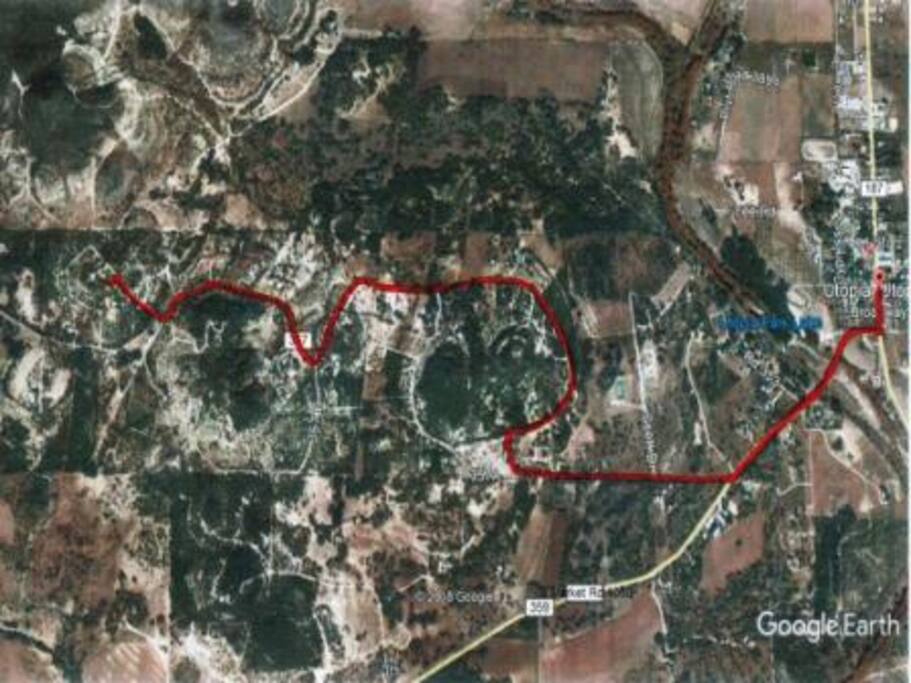 Hwy 1050 & CR 357 Route From Utopia to StarLight Cabin