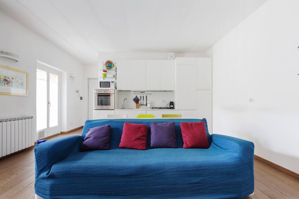 The living room: sofa bed x2, TV, AC - the equipped kitchen