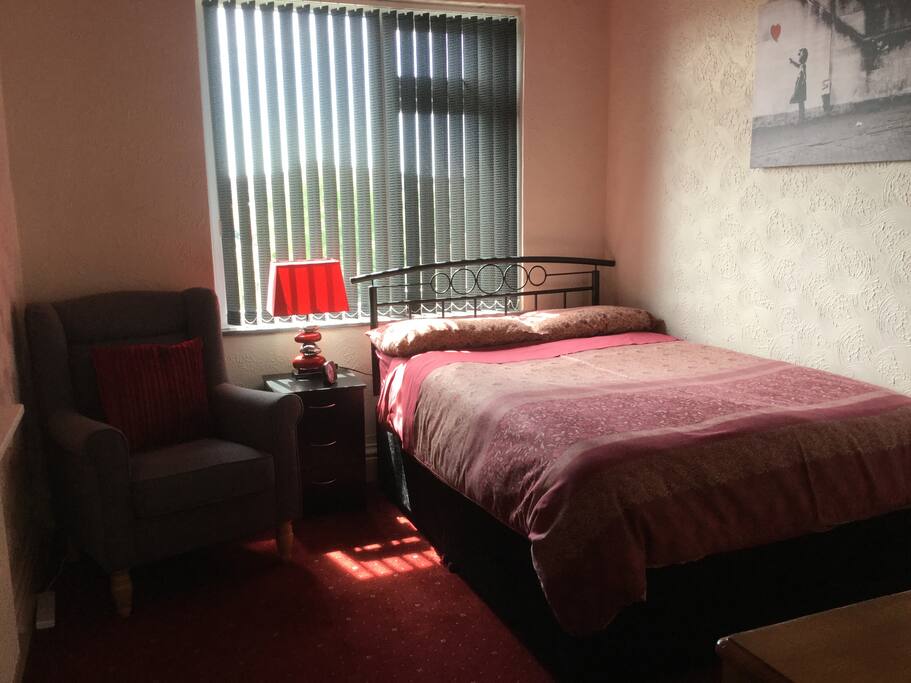 4ft. double, divan bed with bedside table, light and alarm clock plus a comfortable armchair for TV viewing. A collapsible table has been provided. Watch TV and eat at the same time.