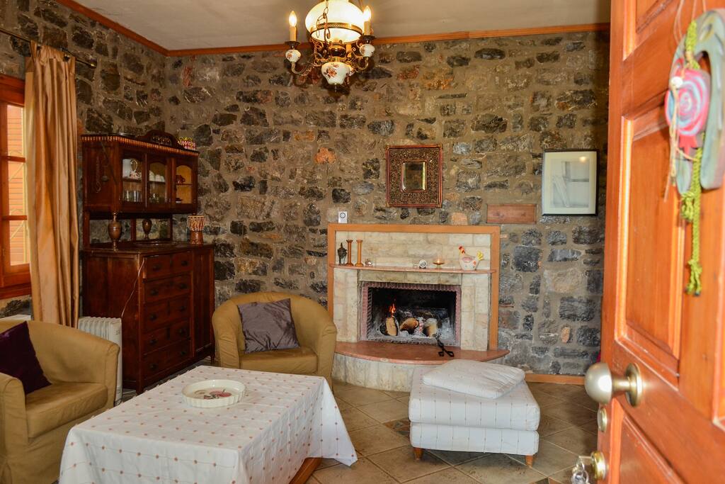living room with fire place