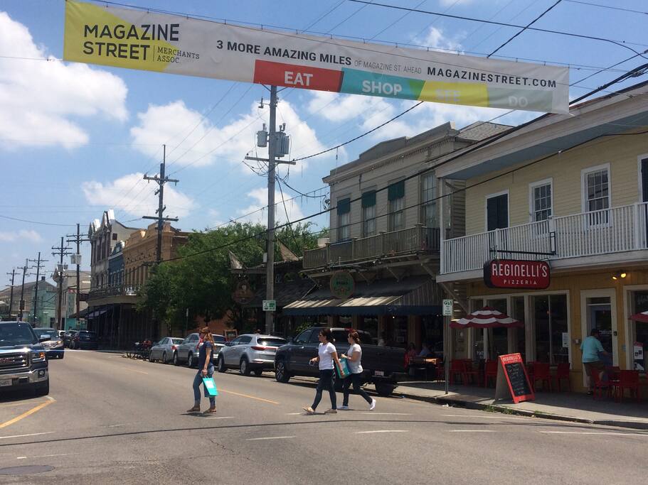 The prime part of Magazine Street is located one block away and has plenty of bars, and restaurants.