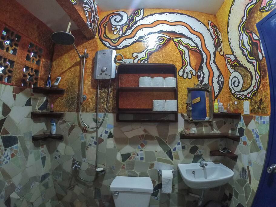 Bathroom with hot shower