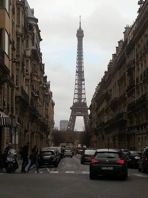 View of Eiffel Tower from my street