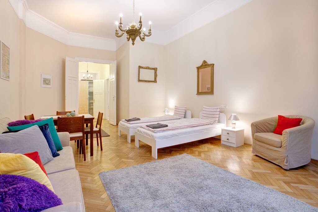 Bigger room w 2 single bed and sofa bed