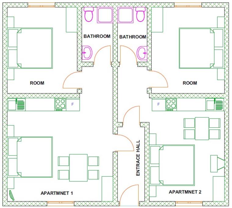 Plan of 2 apartments