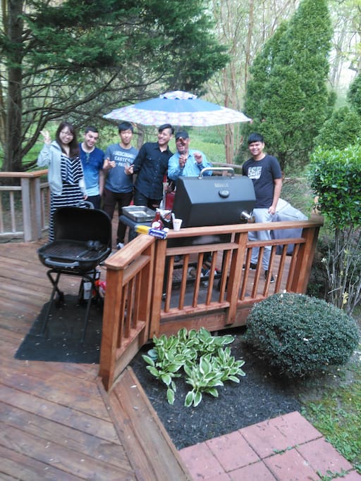 Cooking out in the beautiful yard