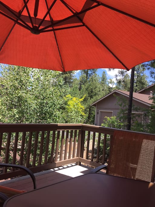 The deck in the summer is awesome.