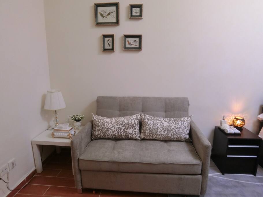 A 3.5 feet confortable sofa,sit on and relax