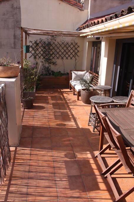 Our south-facing very calm sunny terrace