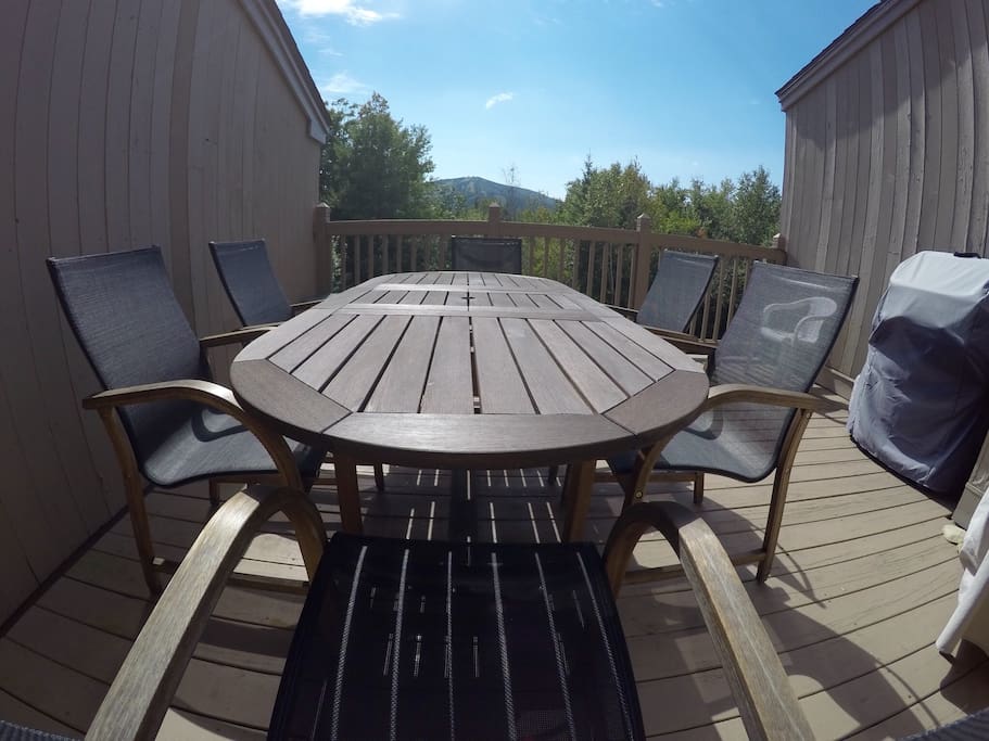 summer view of Mount Snow from our deck