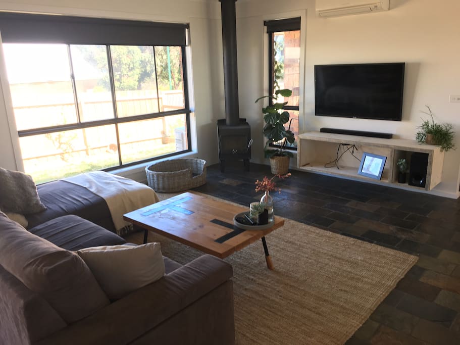 Lounge space with fireplace - TV cabinet to be finished soon