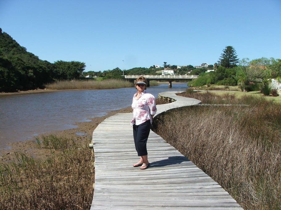 Enjoy the boardwalk along the river edge