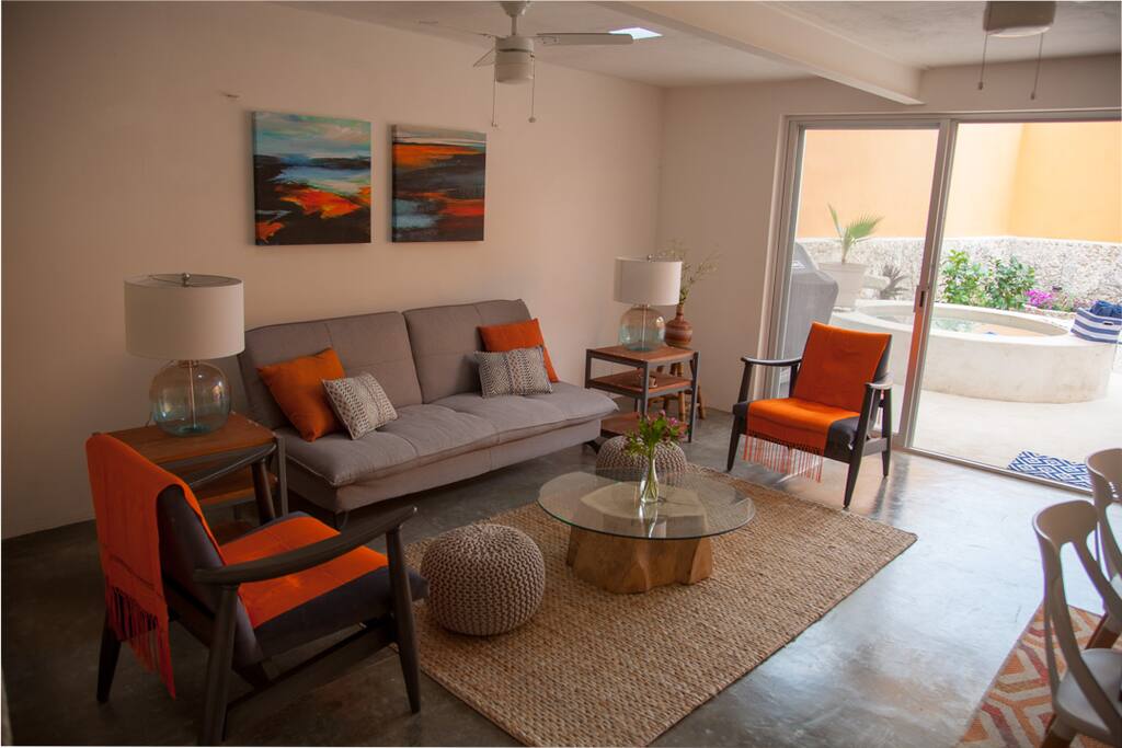 Living room facing the patio