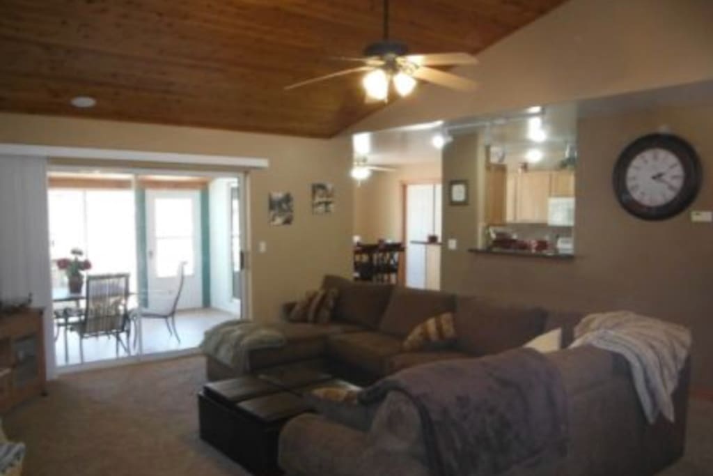 Living room with pass-through to kitchen
