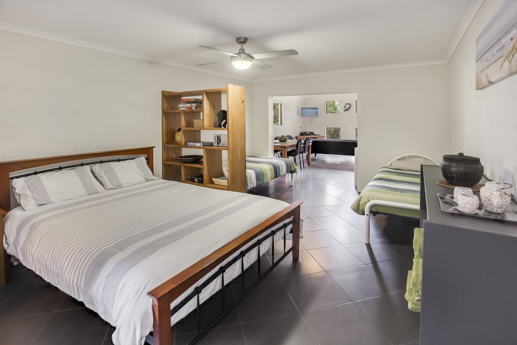 Large bedroom area perfect for a couple's getaway or family retreat