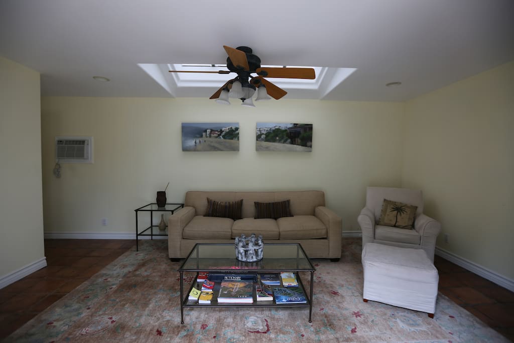 The living room that looks out into our garden. This sofa can be pulled out into a very comfortable sofa bed!