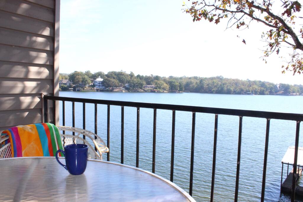 Enjoy your morning coffee overlooking the lake