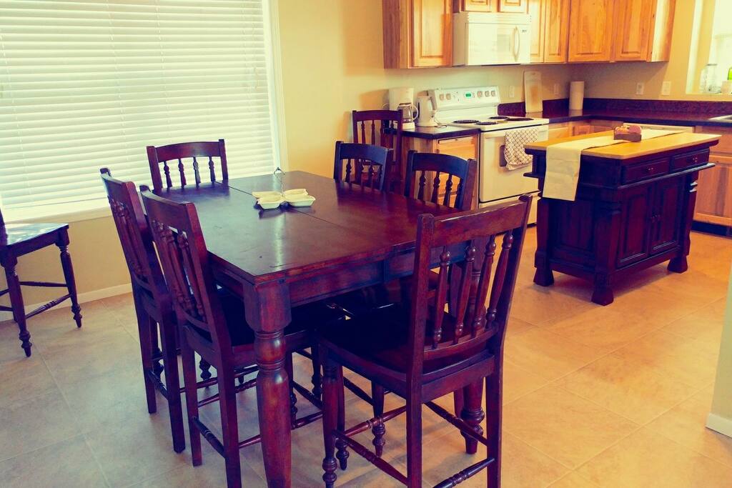 Dining area and kitchen.